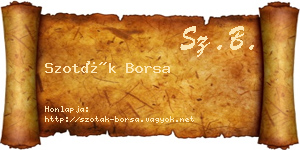 Szoták Borsa névjegykártya